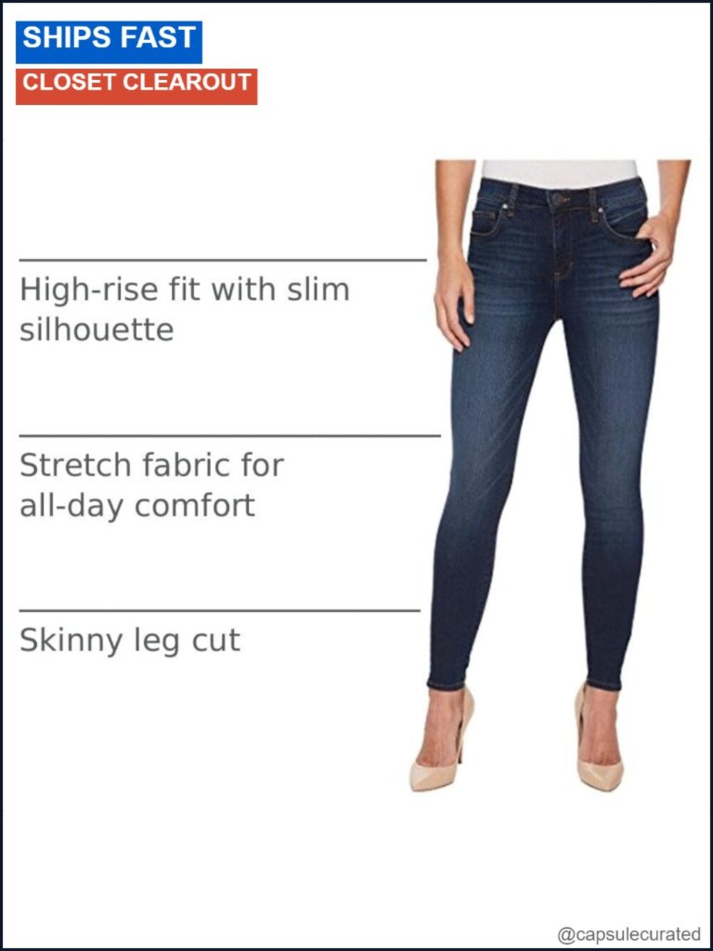 High-Rise Ankle Skinny Stretch Jeans Slim Fit Five-Pocket - Picture 3 of 3